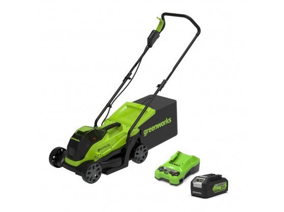 Greenworks 24V 33cm Lawnmower with 4Ah Battery and 2Ah Charger - Risborough Garden Machinery