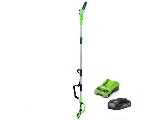 Greenworks 24V 20cm (8”) Cordless Polesaw with 2Ah Battery & Universal Charger - Risborough Garden Machinery