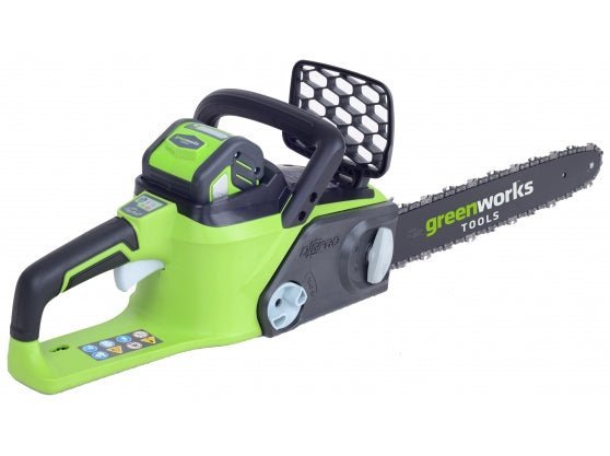 Greenworks 40cm (16”) 40V Brushless Chainsaw with 2x 2Ah Batteries & Charger - Risborough Garden Machinery