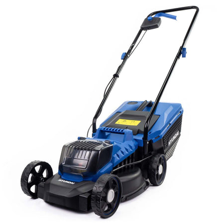 Hyundai 12.6" / 32cm 20V MAX Cordless Lawnmower 4Ah Li - Ion Battery | HY2193 - Risborough Garden Machinery