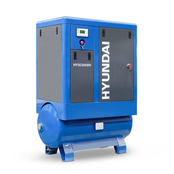 Hyundai 20hp 300L Heavy - Duty Industrial Screw Air Compressor, 400v, Quiet Running | HYSC200300 - Risborough Garden Machinery