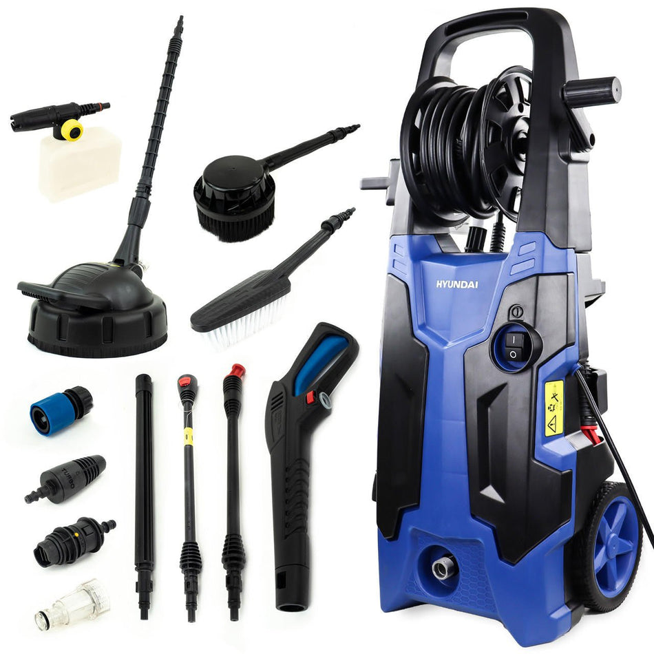 Hyundai 2610psi 180bar Electric Pressure Washer 2500W 8.5L/Min Flow 8m Hose & Attachments | | HYW2500E - Risborough Garden Machinery