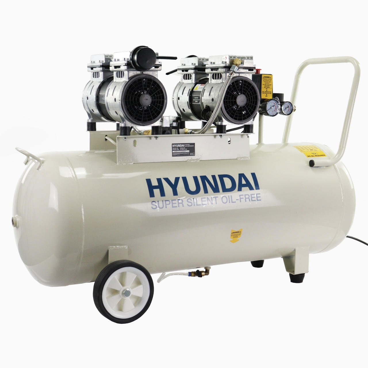 Hyundai 2hp 100L Oil Free Low Noise Electric Air Compressor 9.19CFM 145psi Direct Drive | HY275100 - Risborough Garden Machinery