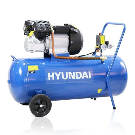 Hyundai 3hp 100L Portable Electric Air Compressor 14CFM 116psi Direct Drive V - Twin | HY30100V - Risborough Garden Machinery