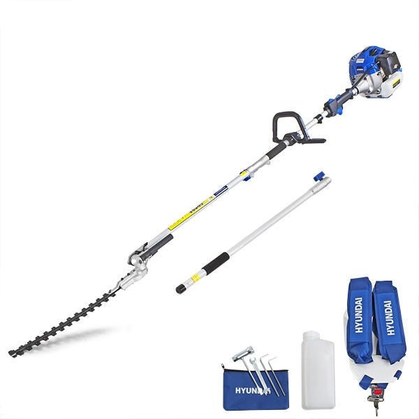 Hyundai 52cc 425mm Long Reach Petrol Pole Hedge Trimmer Pruner 2 - Stroke | HYPT5200X - Risborough Garden Machinery